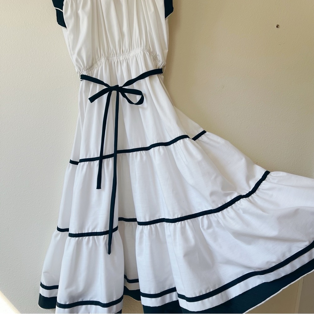 Vintage black and white tiered spaghetti strap midi dress‎ - Picture 4 of 7
